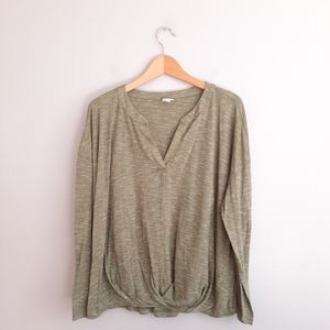 New Directions Curvy Olive Green Twist Front Top